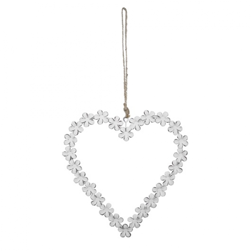 Závesná dekorácia srdce biele 17x16cm