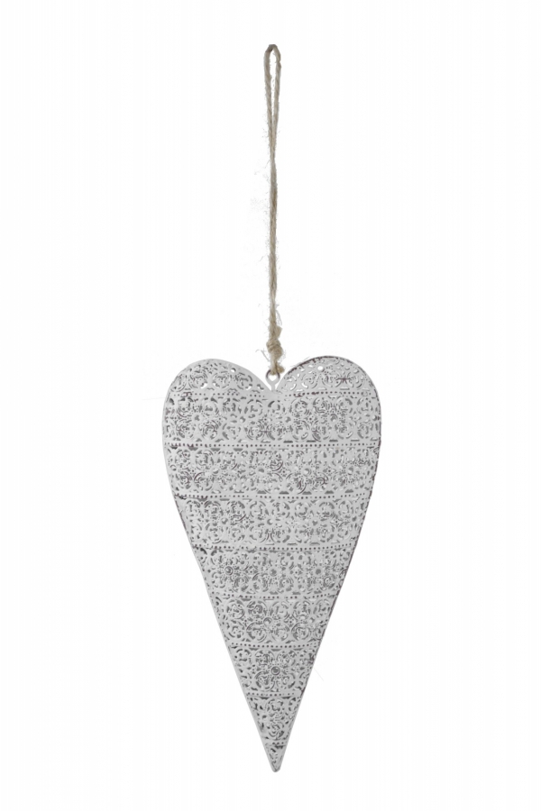 Závesná dekorácia srdce biele 19x10cm