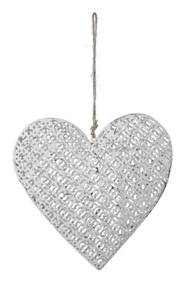 Závesná dekorácia srdce biele 19x19cm