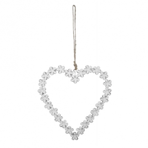 Závesná dekorácia srdce biele 23x21cm