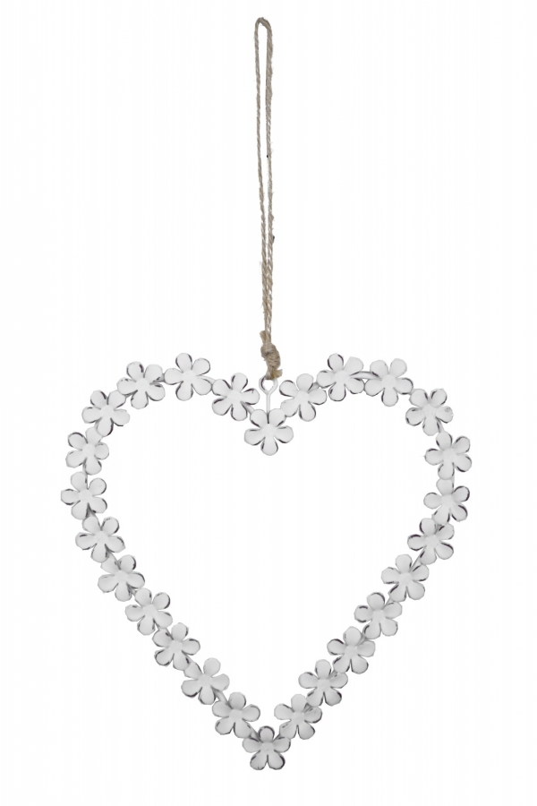 Závesná dekorácia srdce biele 23x21cm