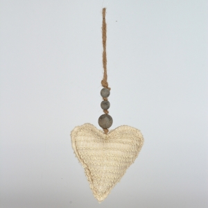 Závesná dekorácia srdce látkové 14x14cm