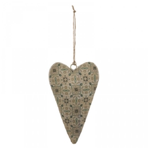 Závesná dekorácia srdce posmaltovaná s ornamentami 12,2x7,5x1cm