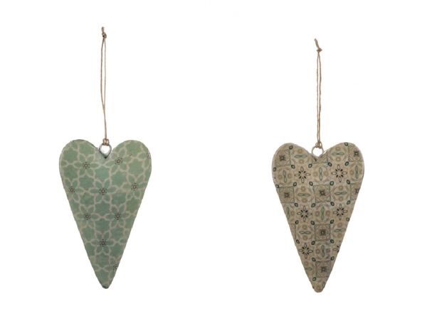 Závesná dekorácia srdce posmaltovaná s ornamentami 12,2x7,5x1cm