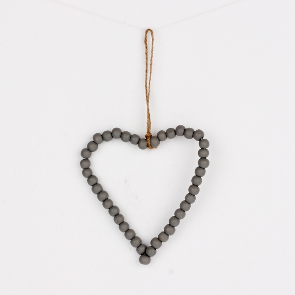 Závesná dekorácia srdce šedej 13cm