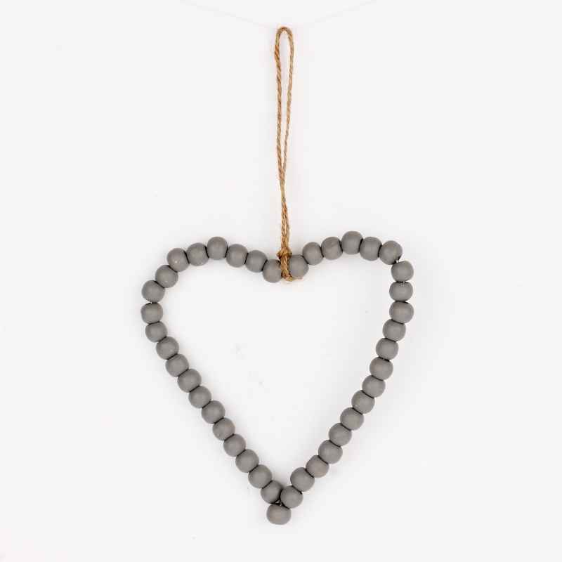 Závesná dekorácia srdce šedej 13cm