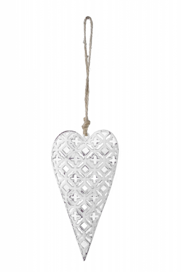 Závesná dekorácia srdce vyrezávané 14x7cm