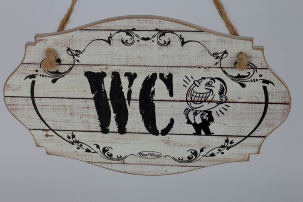 Závesná drevená ceduľa na dvere WC muži 9,5x6cm