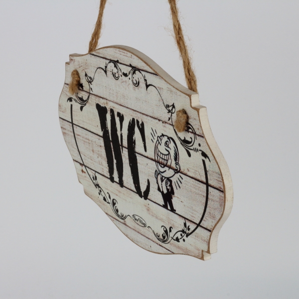 Závesná drevená ceduľa na dvere WC muži 9,5x6cm