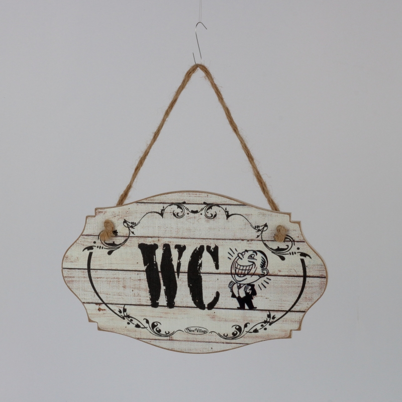 Závesná drevená ceduľa na dvere WC muži 9,5x6cm