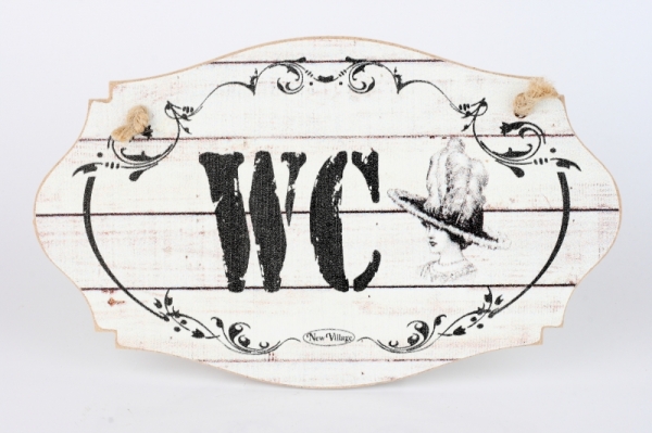 Závesná drevená ceduľa na dvere WC ženy 24x15cm