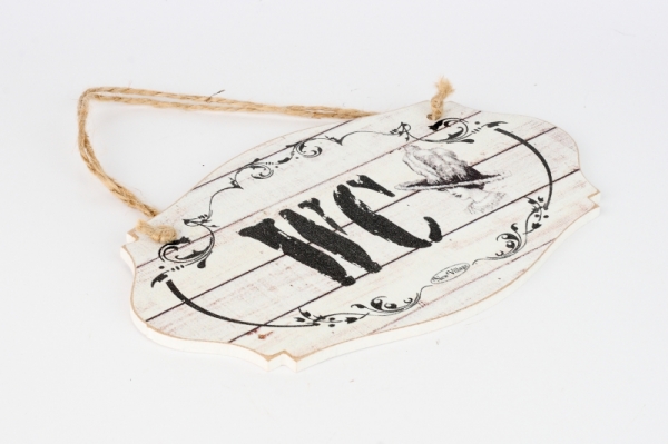 Závesná drevená ceduľa na dvere WC ženy 24x15cm