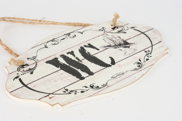 Závesná drevená ceduľa na dvere WC ženy 24x15cm