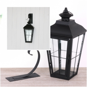 Závesná kovová lampáš čierna 41x20x20cm