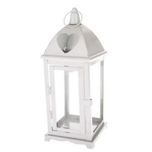 Závesný lampáš so srdcom biely 16 x 35 x 16 cm