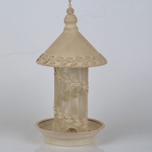 Závesné kŕmidlo pre vtáky biele16x16x52cm