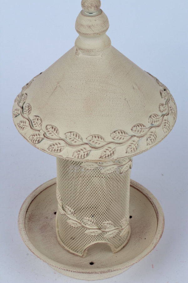 Závesné kŕmidlo pre vtáky biele16x16x52cm