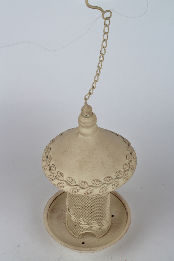 Závesné kŕmidlo pre vtáky biele16x16x52cm