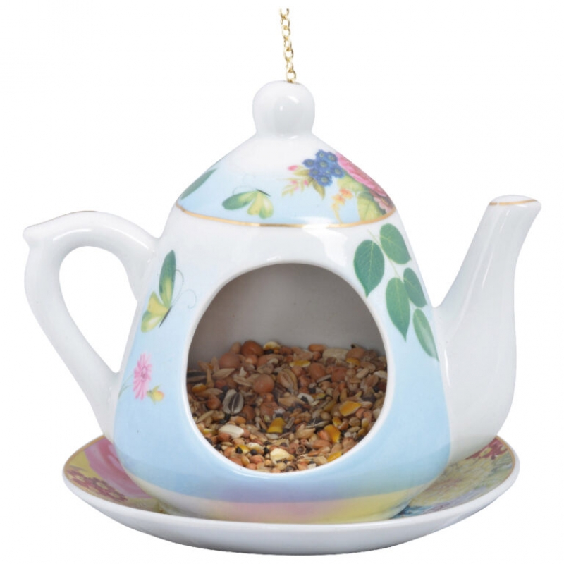 Závesné krmítko pre vtáky konvička modrá