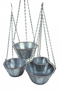 Závesné kvetináče kovové (set 4ks) pr. 15-24cm