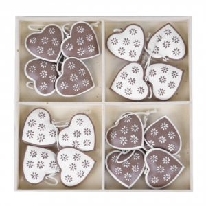 Závesné ozdoby srdiečka box 16ks