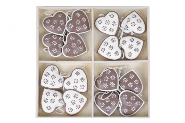 Závesné ozdoby srdiečka box 16ks