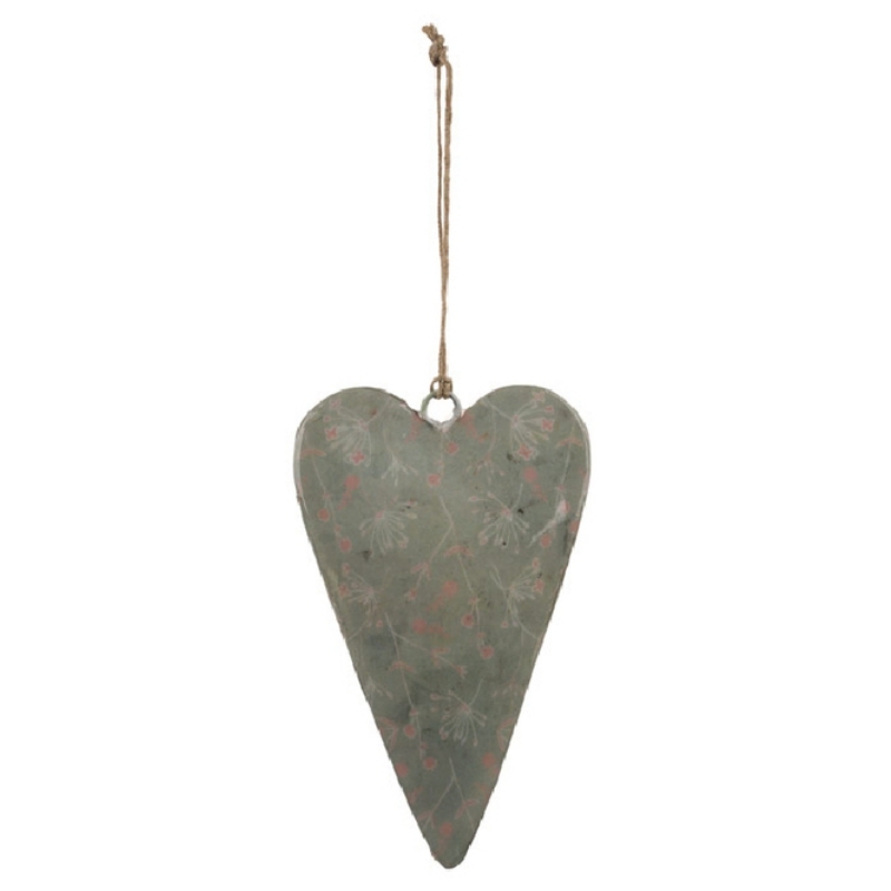Závesné srdce s motívom kvetín 10x6,2x1cm