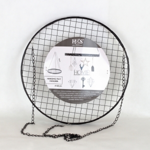 Závesný kruh na dekorácie kovový čierny 48cm