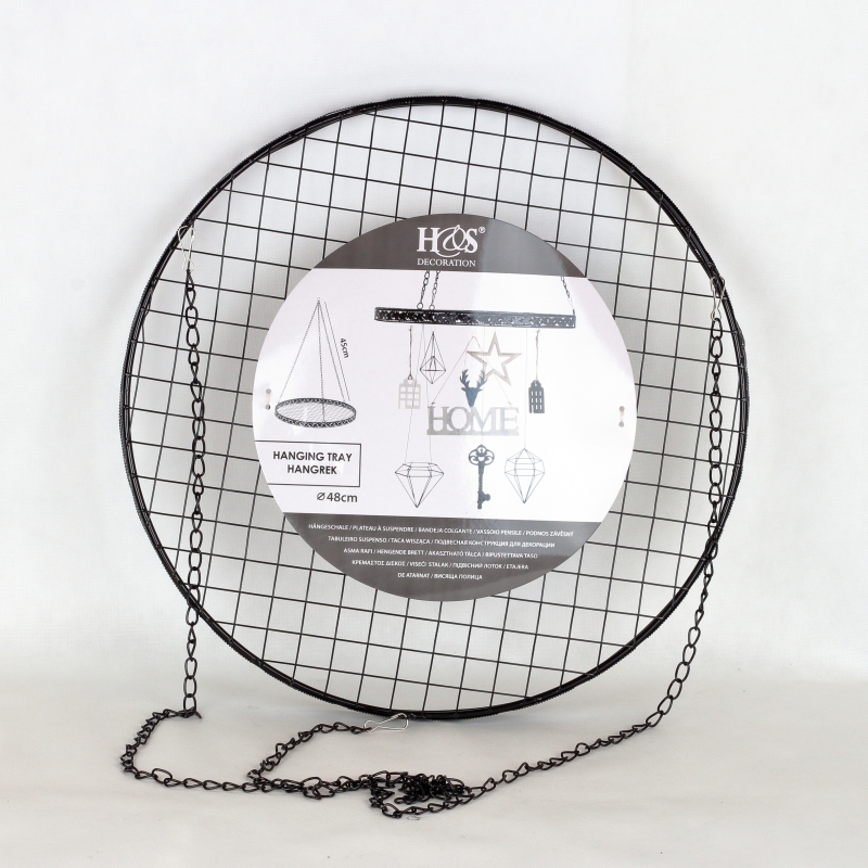 Závesný kruh na dekorácie kovový čierny 48cm