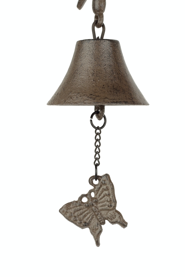 Závesný zvonček liatinový motýlik