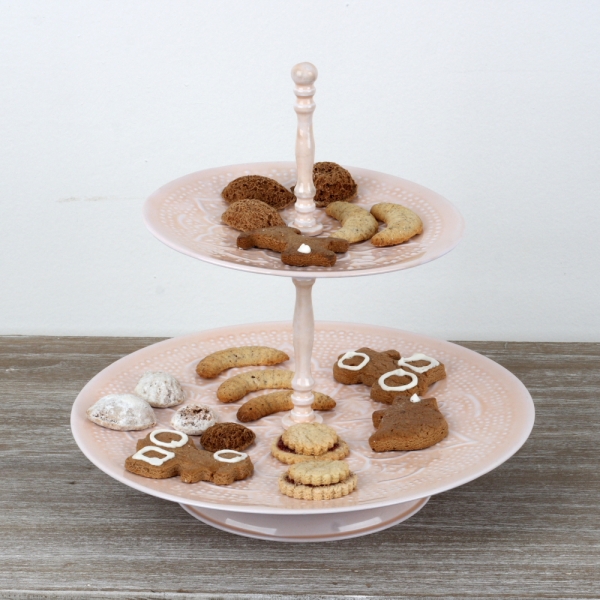 Zdobený etažér 2 poschodia 26cm