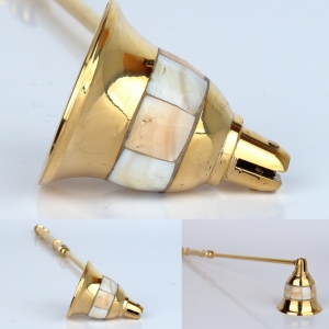 Zhášadlo na sviečku zlaté s perleťou 28cm