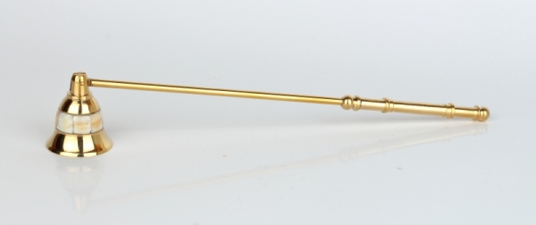 Zhášadlo na sviečku zlaté s perleťou 28cm