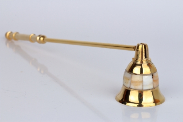 Zhášadlo na sviečku zlaté s perleťou 28cm