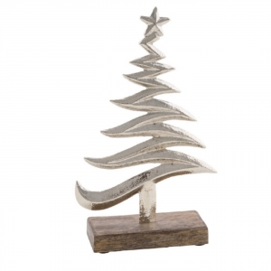 Zimná dekorácia stromček na podstavci 23x14x5cm