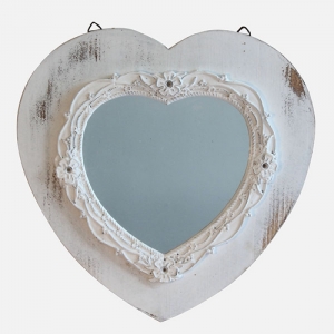 Zrkadlo - biele srdce 39 × 2 × 38,5cm