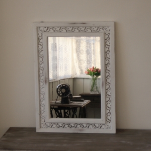 Zrkadlo biele v Provence štýle s ornamentami 49x67cm