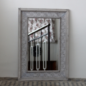 Zrkadlo do kúpeľne šedej s patinou kruhy 66x48cm