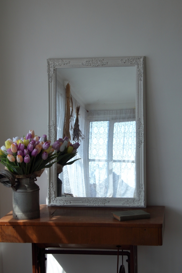 Zrkadlo drevené staro biela 60x90cm