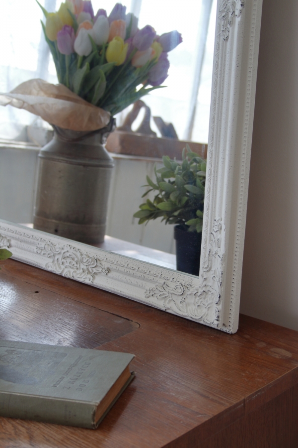 Zrkadlo drevené staro biela 60x90cm