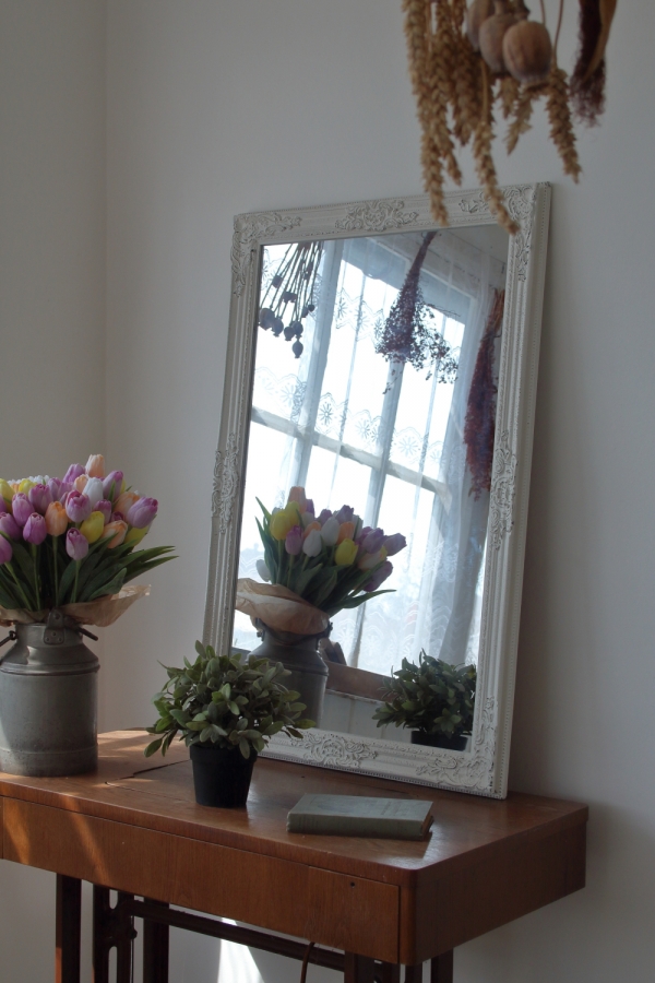 Zrkadlo drevené staro biela 60x90cm