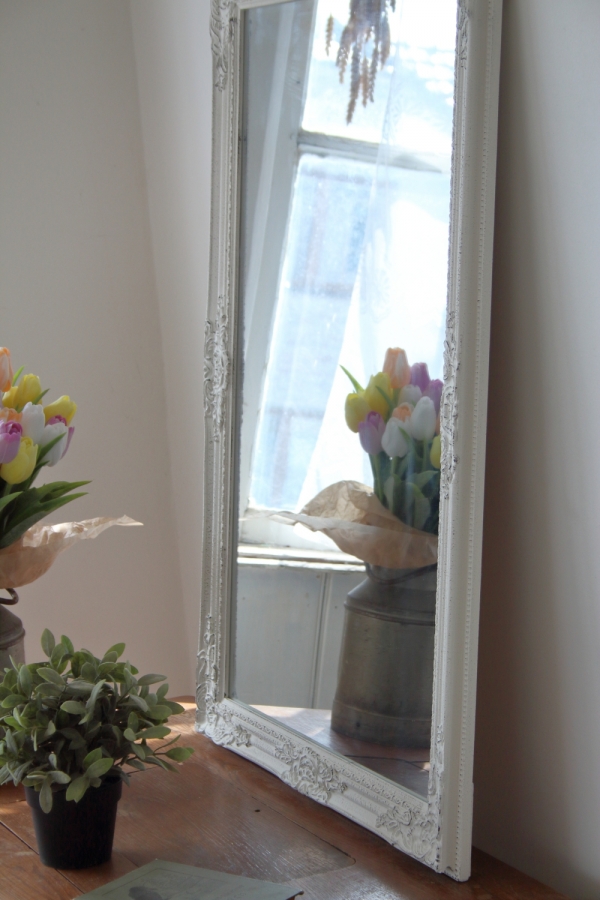 Zrkadlo drevené staro biela 60x90cm