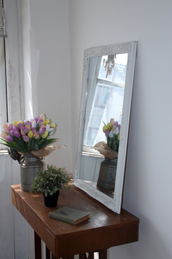 Zrkadlo drevené staro biela 60x90cm