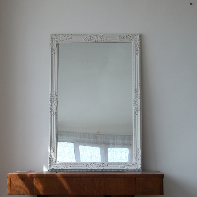 Zrkadlo drevené staro biela 60x90cm