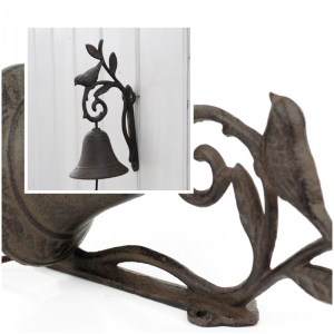 Zvonček na konzolu s vtáčikom a lístkami 22x12cm