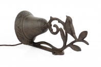 Zvonček na konzolu s vtáčikom a lístkami 22x12cm