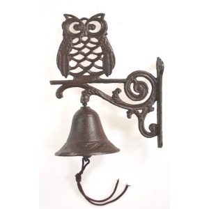 Zvonček nástenný so sovou 19 x 25 cm liatina