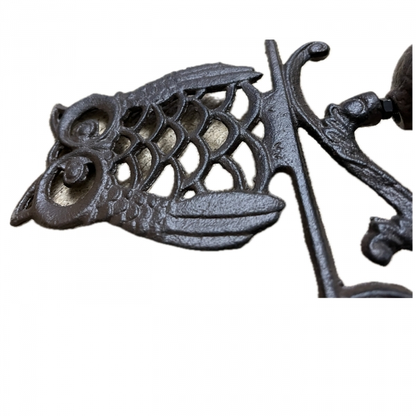 Zvonček nástenný so sovou 19 x 25 cm liatina