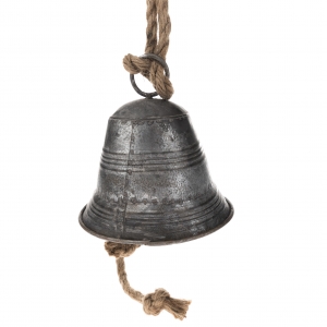 Zvonček so závesom kovový tmavý 14x13cm